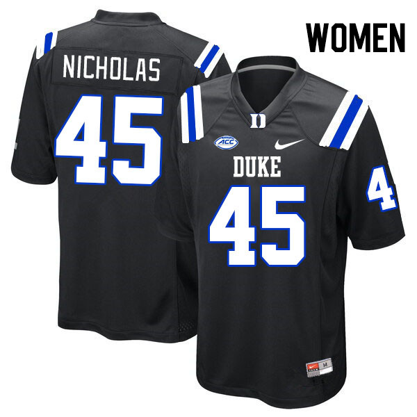 Women #45 Ozzie Nicholas Duke Blue Devils College Football Jerseys Stitched-Black